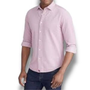 Untuckit Men's Long Sleeve Button Down‎ Pique Polo in Berry Size XL